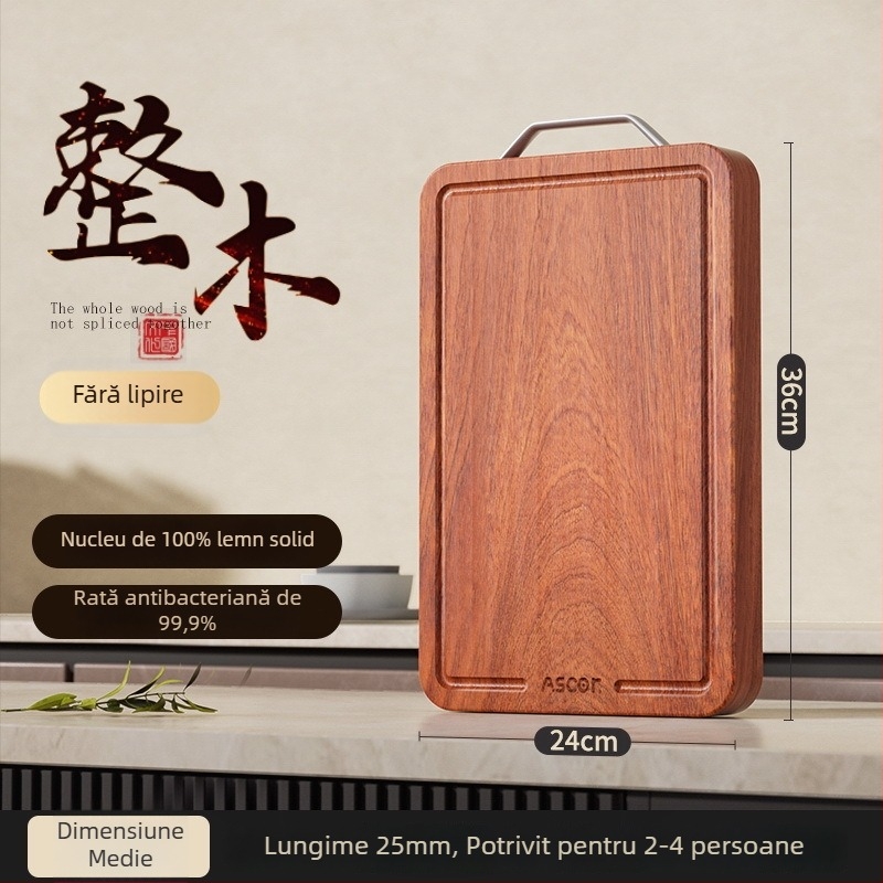 Tocător din lemn de abanos, rezistent la mucegai și antibacterian, lemn de calitate alimentară, reversibil pentru bucătărie