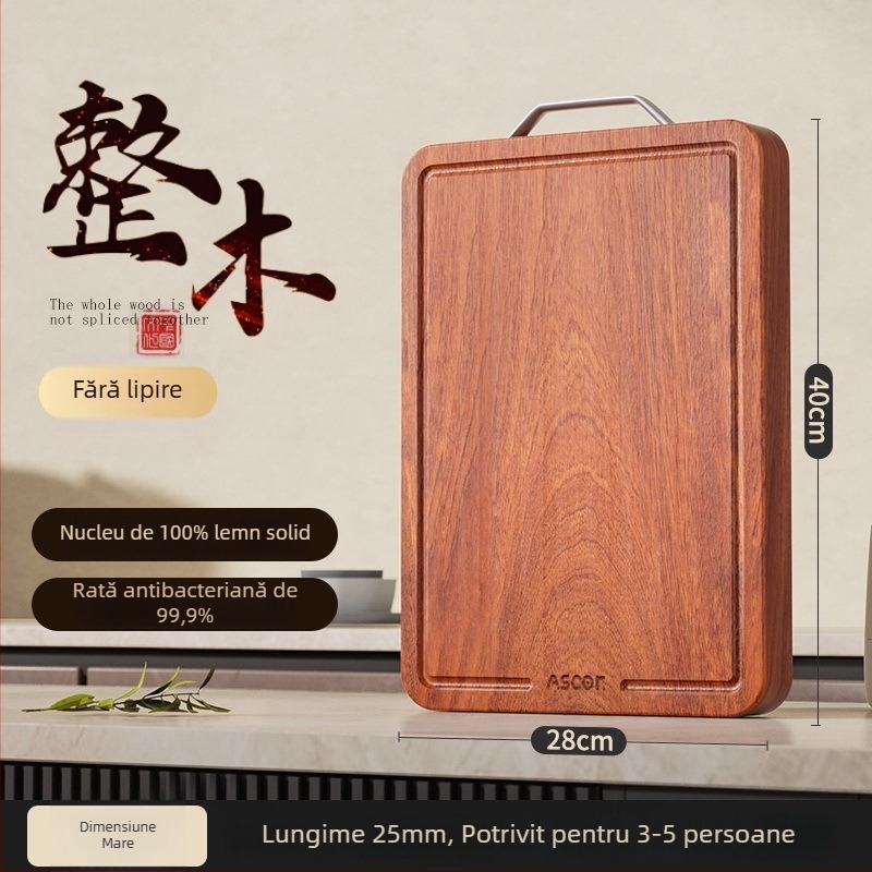 Tocător din lemn de abanos, rezistent la mucegai și antibacterian, lemn de calitate alimentară, reversibil pentru bucătărie