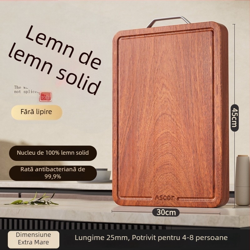 Tocător din lemn de abanos, rezistent la mucegai și antibacterian, lemn de calitate alimentară, reversibil pentru bucătărie