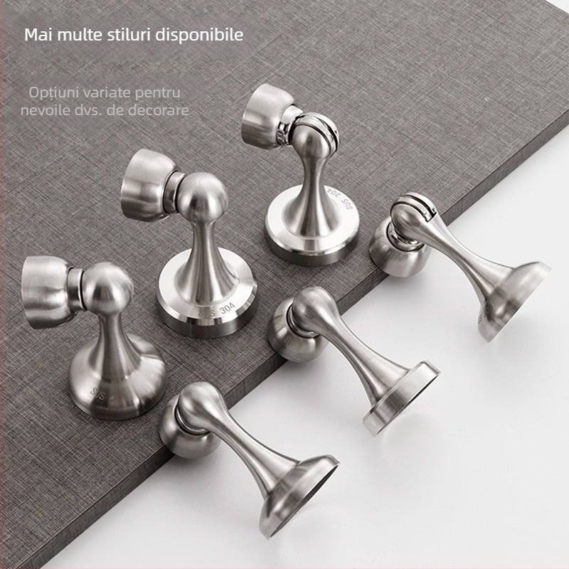 304 oțel inoxidabil, opritor de ușă cu magneți, montaj pe perete, finisaj periat