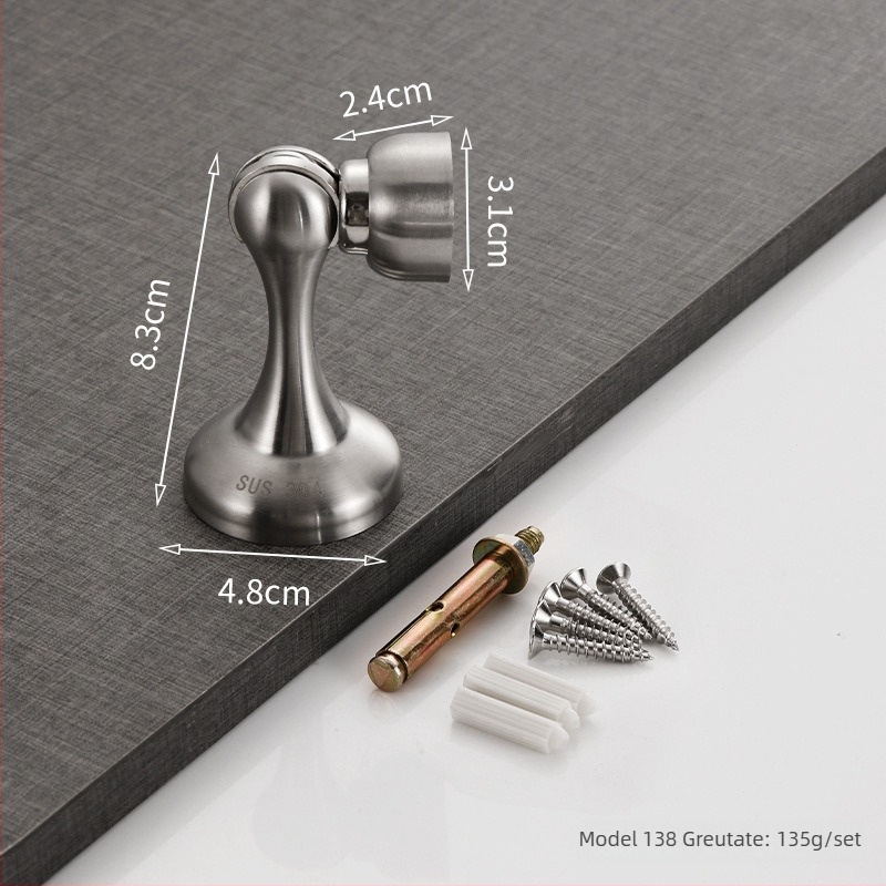 304 oțel inoxidabil, opritor de ușă cu magneți, montaj pe perete, finisaj periat