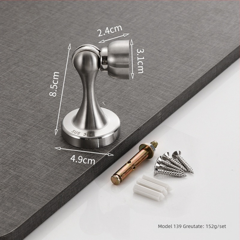 304 oțel inoxidabil, opritor de ușă cu magneți, montaj pe perete, finisaj periat