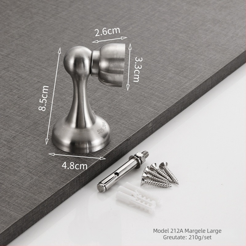 304 oțel inoxidabil, opritor de ușă cu magneți, montaj pe perete, finisaj periat