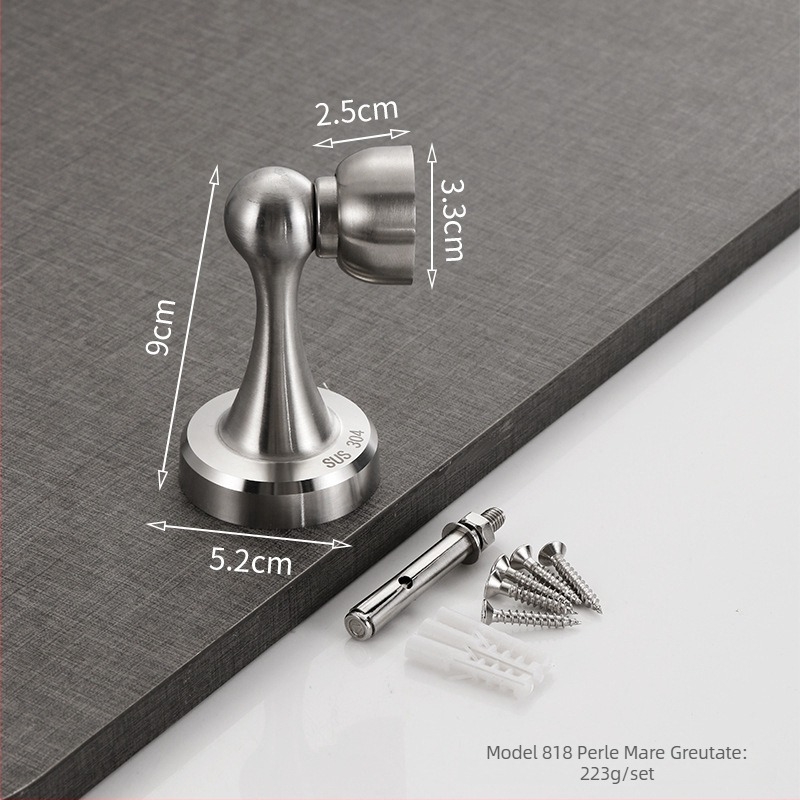 304 oțel inoxidabil, opritor de ușă cu magneți, montaj pe perete, finisaj periat