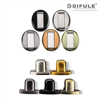 Stopper de ușă DFL-P008C, aliaj de zinc, electroplacare, montaj pe podea, tip: stopper de ușă