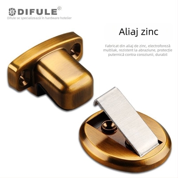 Stopper de ușă DFL-P008C, aliaj de zinc, electroplacare, montaj pe podea, tip: stopper de ușă
