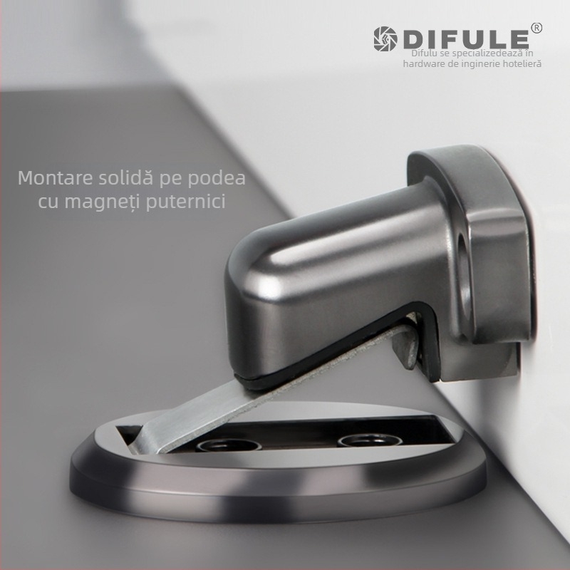 Stopper de ușă DFL-P008C, aliaj de zinc, electroplacare, montaj pe podea, tip: stopper de ușă