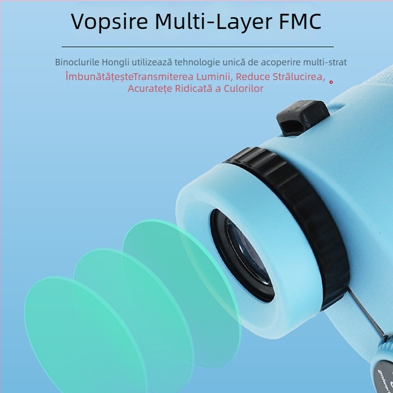 Binoclu mici personalizate 10x25 cu mai multe straturi; imprimare logo și ambalaj personalizat (mărire 10x, obiectiv 25 mm, câmp vizual 5,2°)