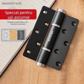 Închizător de balamale pentru ușă invizibilă, amortizor hidraulic, revenire cu arc, aluminiu anodizat