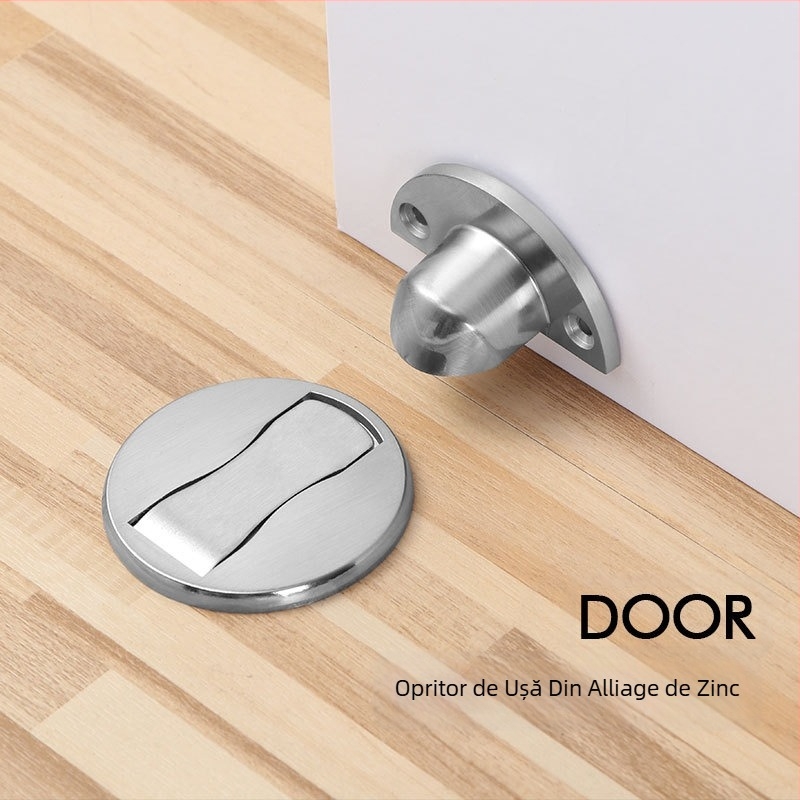 MX002 Opritor magnetic pentru ușă, din aliaj de zinc, fără găurire, montaj pe podea, structură ascunsă