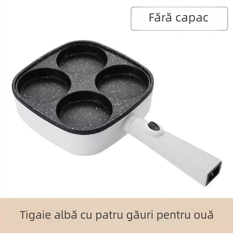 Tigaie antiaderentă cu patru găuri pentru omletă și burgeri, aliaj de aluminiu, compatibilă cu toate plitele, posibilitatea personalizării mărcii