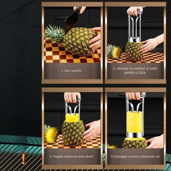 Decupator de inimă și pulpă de ananas, oțel inoxidabil 304, economie de efort, multifuncțional, design minimalist modern