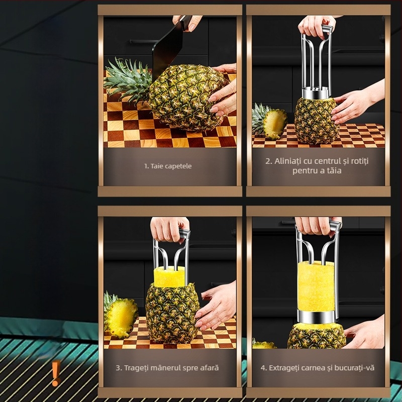 Decupator de inimă și pulpă de ananas, oțel inoxidabil 304, economie de efort, multifuncțional, design minimalist modern