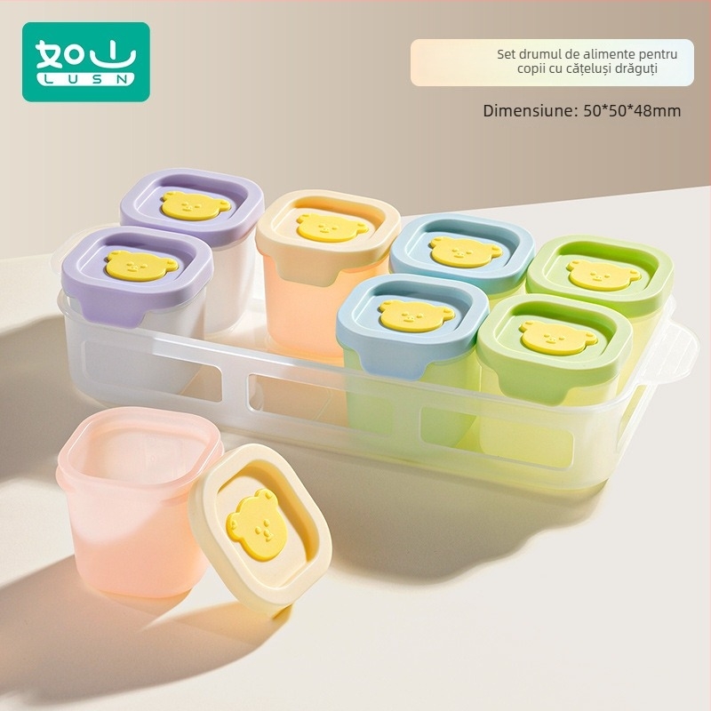 Tavă din silicon pentru hrana bebelușilor, porții independente, set de 2, pentru congelare și gătire la abur, Lusn/Rushan, potrivită pentru copii peste 12 luni