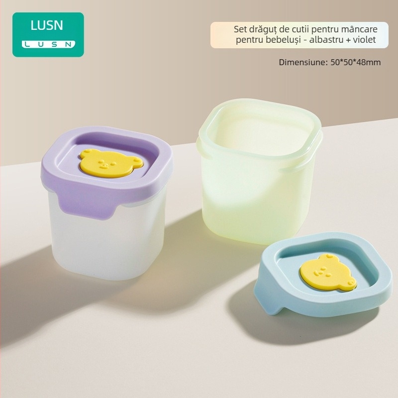Tavă din silicon pentru hrana bebelușilor, porții independente, set de 2, pentru congelare și gătire la abur, Lusn/Rushan, potrivită pentru copii peste 12 luni