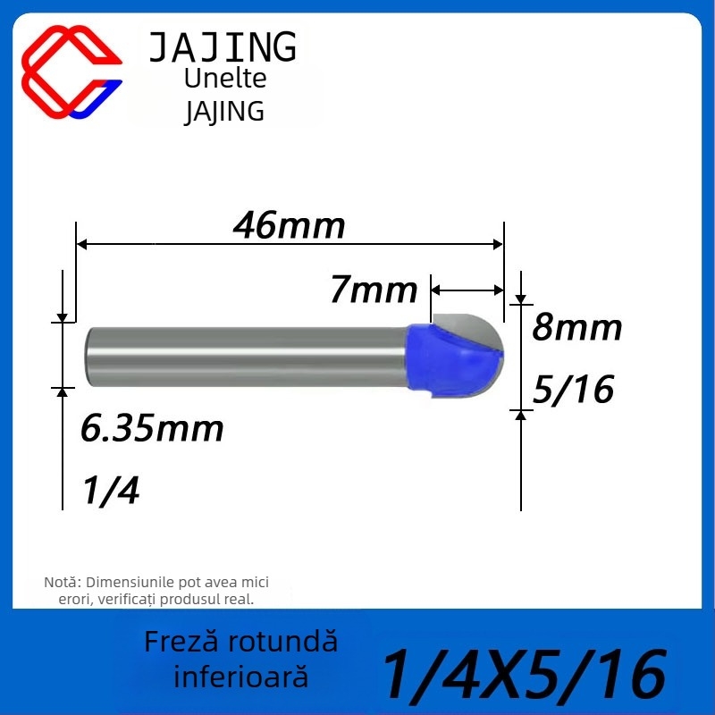 Freză pentru lemn cu fund rotund – canelare, finisare și gravură cu lamă sferică