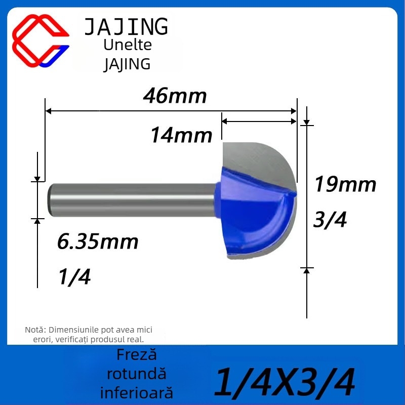 Freză pentru lemn cu fund rotund – canelare, finisare și gravură cu lamă sferică