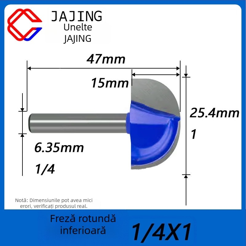Freză pentru lemn cu fund rotund – canelare, finisare și gravură cu lamă sferică