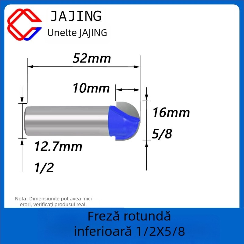 Freză pentru lemn cu fund rotund – canelare, finisare și gravură cu lamă sferică