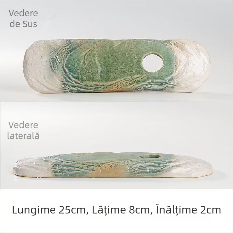 Vas ceramic cu apă curgătoare pentru acvariu, suprafață glazurată, realizat manual, stil clasic, circulație și oxigenare