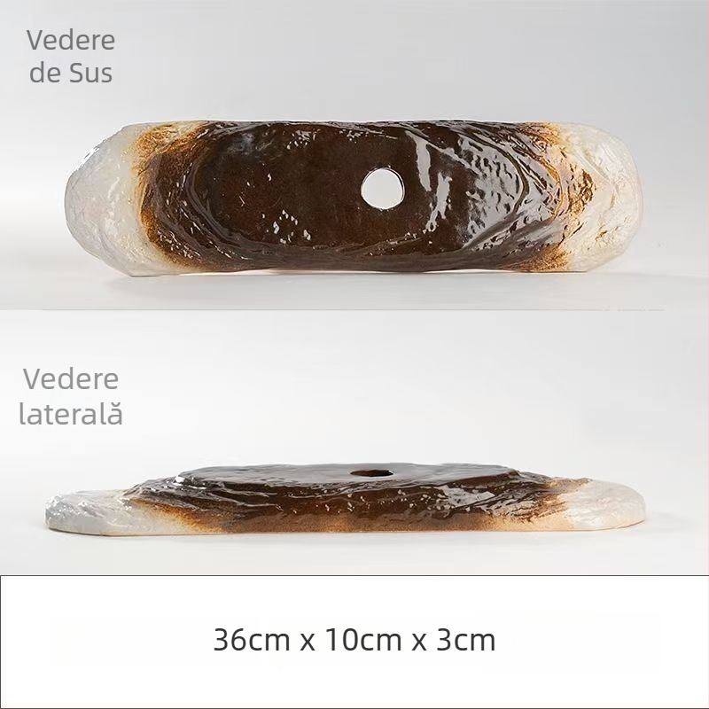 Vas ceramic cu apă curgătoare pentru acvariu, suprafață glazurată, realizat manual, stil clasic, circulație și oxigenare