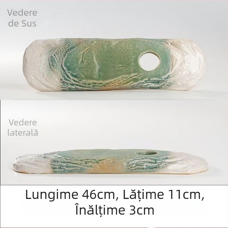 Vas ceramic cu apă curgătoare pentru acvariu, suprafață glazurată, realizat manual, stil clasic, circulație și oxigenare