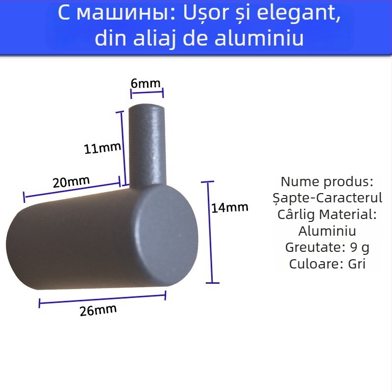 Tengming cârlig unic din aliaj de aluminiu – cârlig metalic pentru perete, stil modern minimalist pentru bucătărie și baie, capacitate 3-5 kg
