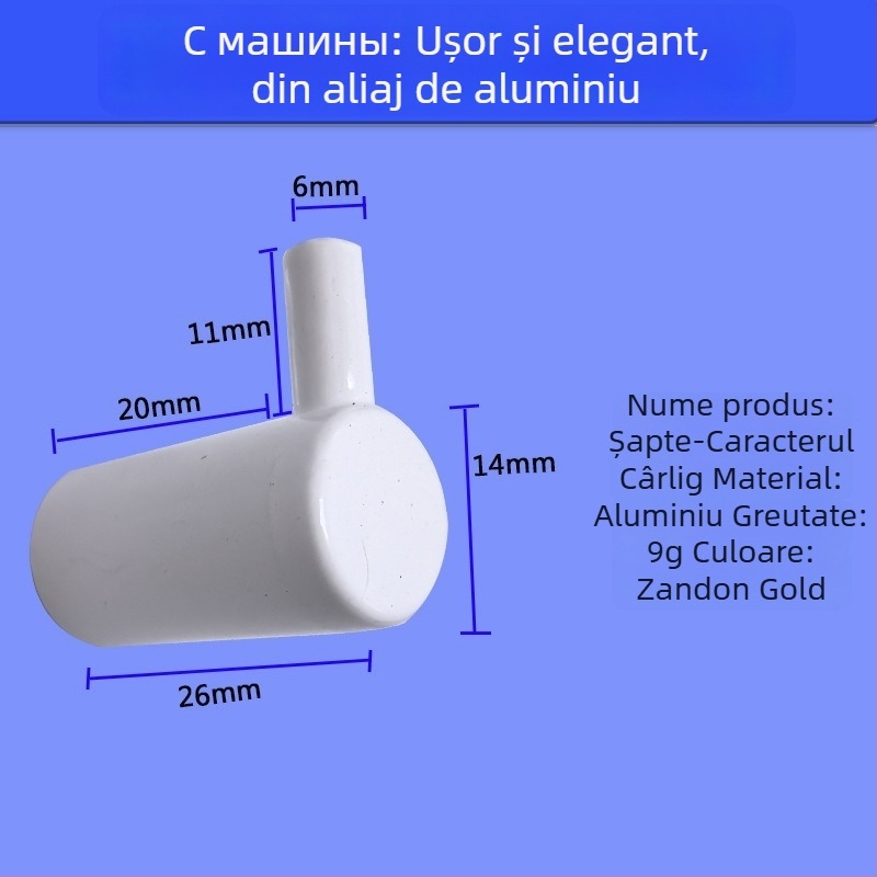 Tengming cârlig unic din aliaj de aluminiu – cârlig metalic pentru perete, stil modern minimalist pentru bucătărie și baie, capacitate 3-5 kg