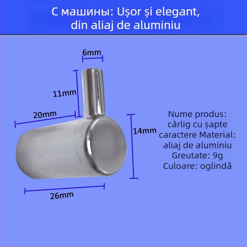 Tengming cârlig unic din aliaj de aluminiu – cârlig metalic pentru perete, stil modern minimalist pentru bucătărie și baie, capacitate 3-5 kg