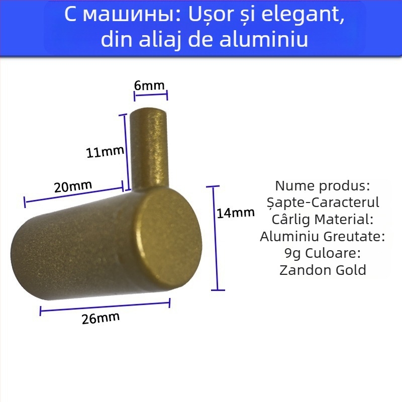 Tengming cârlig unic din aliaj de aluminiu – cârlig metalic pentru perete, stil modern minimalist pentru bucătărie și baie, capacitate 3-5 kg