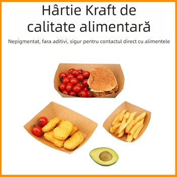 Cutie de tip barcă din hârtie kraft, tavă deschisă, 10 bucăți, imprimare logo și personalizare disponibile