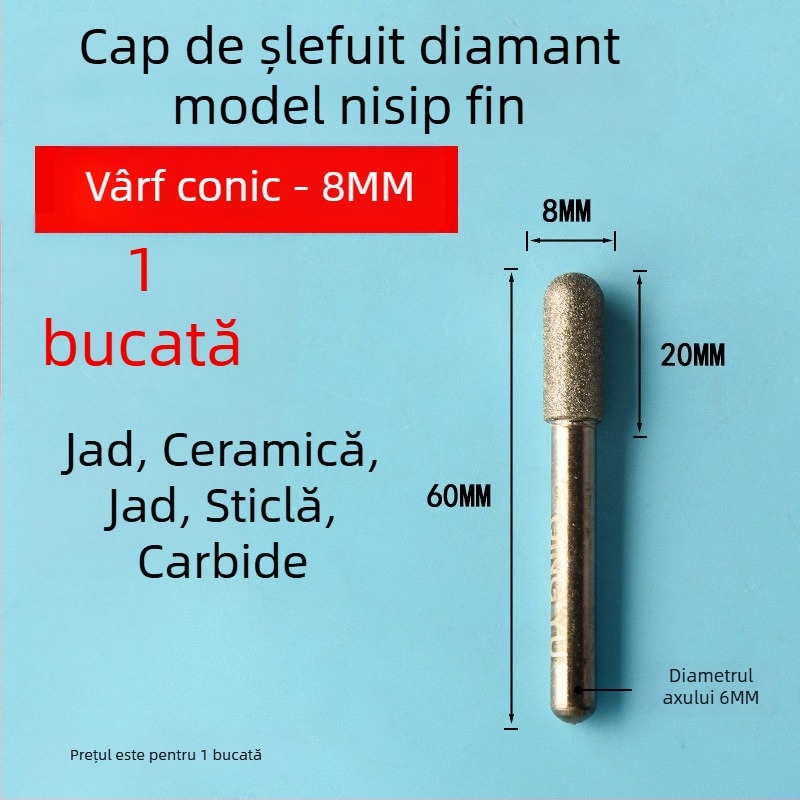 Cap de șlefuit diamant pentru plăci ceramice și gravură pe jad, cap de șlefuit electric din aliaj de emery, granulație fină