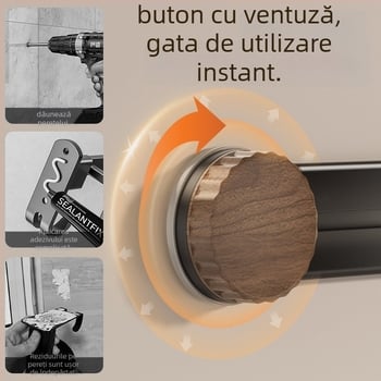 Cuier cu ventuză pentru bucătărie, montat pe perete, din metal, cu mai multe cârlige, încărcare 3–5 kg, Stil Chinez Nou