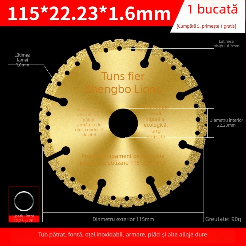Disc de tăiere pentru polizor unghiular – disc diamantat pentru oțel inoxidabil, unghi din oțel, țevi pătrate și oțel filetat – San Platinum Lion