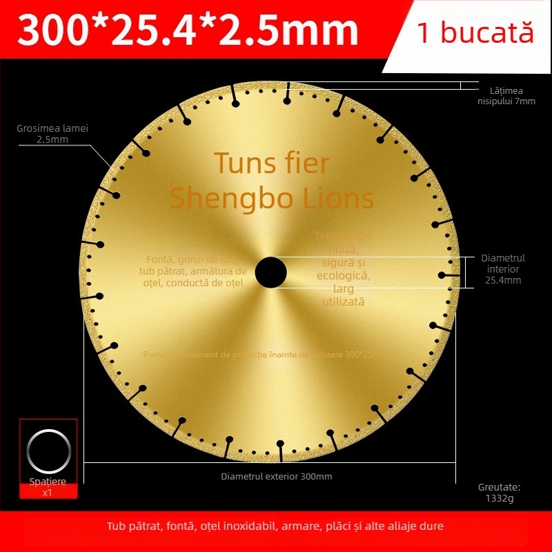 Disc de tăiere pentru polizor unghiular – disc diamantat pentru oțel inoxidabil, unghi din oțel, țevi pătrate și oțel filetat – San Platinum Lion