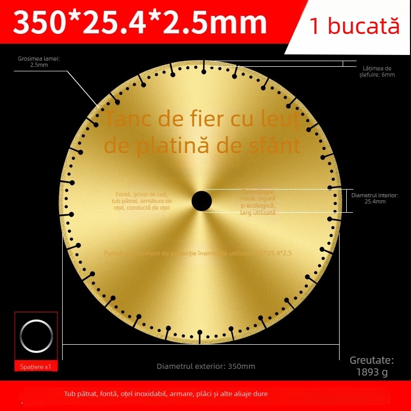 Disc de tăiere pentru polizor unghiular – disc diamantat pentru oțel inoxidabil, unghi din oțel, țevi pătrate și oțel filetat – San Platinum Lion