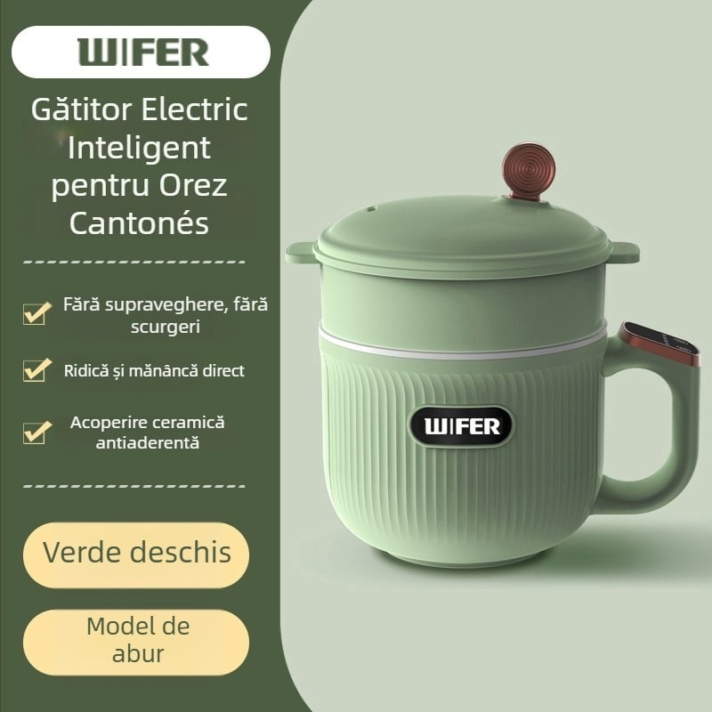 Oală electrică multifuncțională cu orezieră mini, model Tq-03a, încălzire IH, vas interior din oțel inoxidabil, control cu microprocesor, capacitate până la 2 L, design cu funcție de ridicare