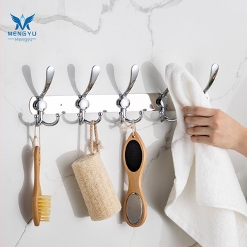 Cuier de perete cu mai multe rânduri, oțel inoxidabil, baie, design modern