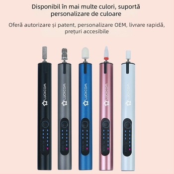 Polizor de unghii portabil cu baterie litiu reîncărcabilă, 3.7V, trei viteze, cablu de 0.5 m, pentru șlefuire, gravare și polisare