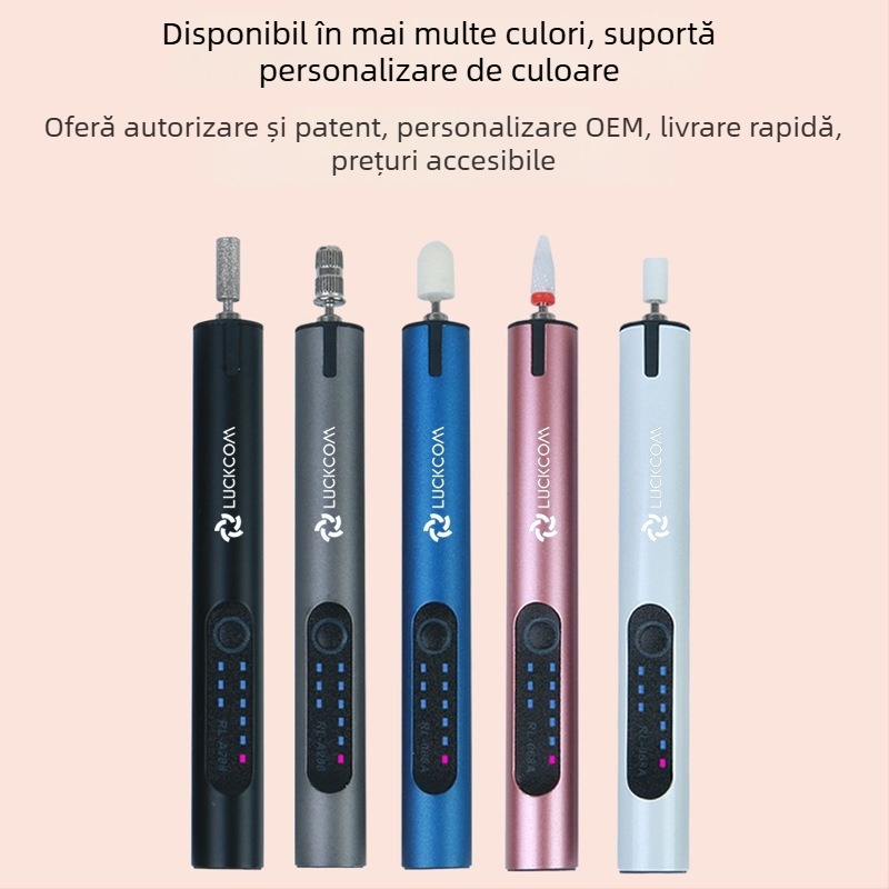 Polizor de unghii portabil cu baterie litiu reîncărcabilă, 3.7V, trei viteze, cablu de 0.5 m, pentru șlefuire, gravare și polisare