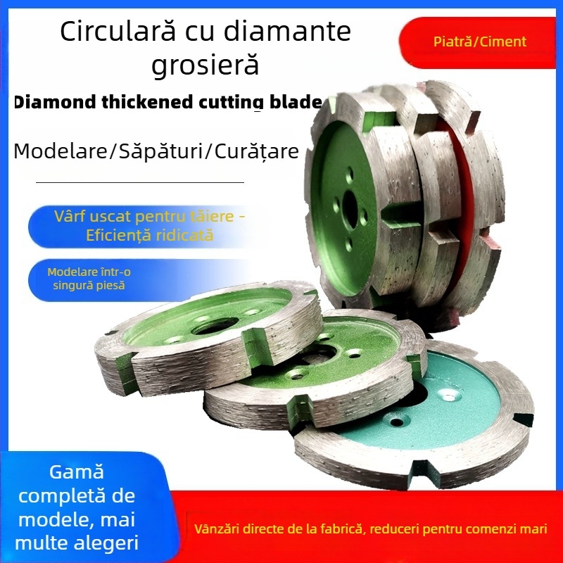 Disc diamantat îngroșat pentru canelări în granit și beton, cu cap de șlefuire - GTX