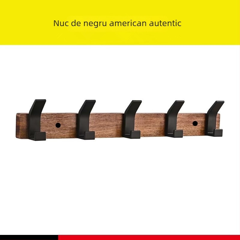 Cuier din lemn de nuc, montare pe perete, stil modern minimalist, montaj fără găuri, finisaj cerat-ulei, greutate 0,3 kg