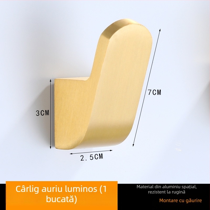 Cuier de perete pentru palto din aluminiu, finisaj spray, stil lux ușor, brand Xibaijia, greutate 0.1 kg