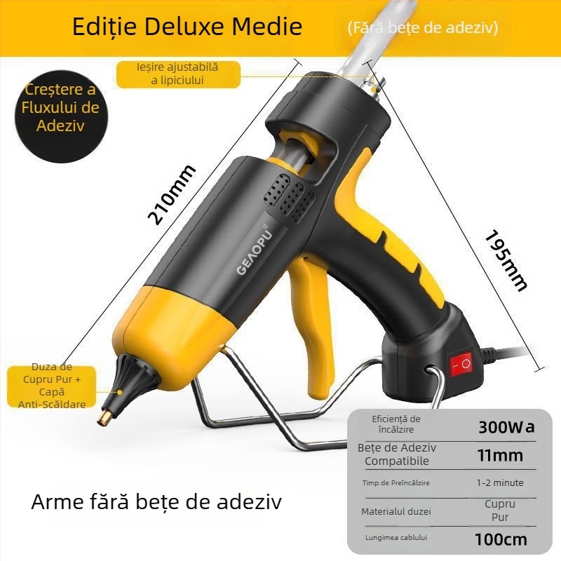 Pistol de lipit cu lipici topit, industrial, cu putere mare, reglaj de temperatură și viscozitate ridicată pentru uz casnic