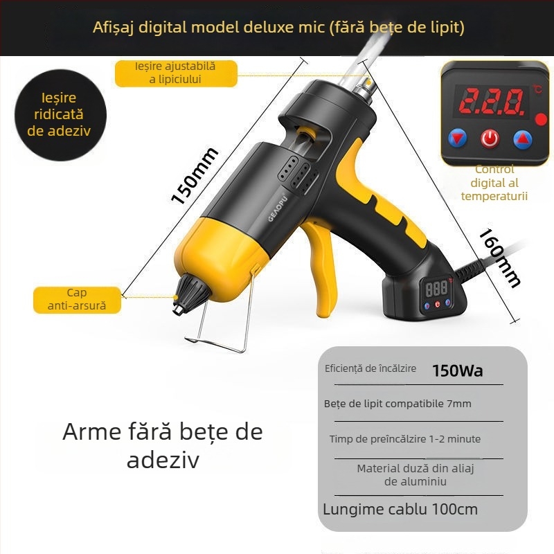 Pistol de lipit cu lipici topit, industrial, cu putere mare, reglaj de temperatură și viscozitate ridicată pentru uz casnic