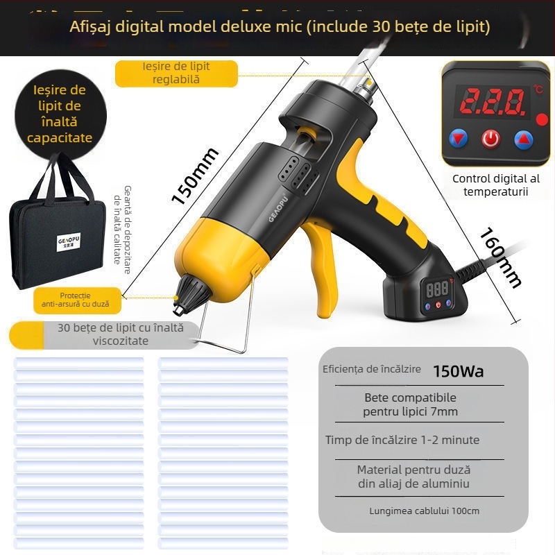 Pistol de lipit cu lipici topit, industrial, cu putere mare, reglaj de temperatură și viscozitate ridicată pentru uz casnic