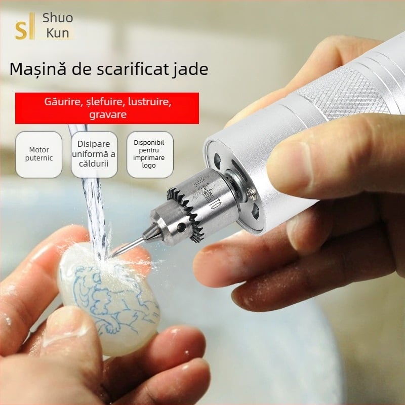 Shuokun Mașină electrică portabilă, de înaltă putere, pentru lustruire și gravare, cu alimentare la priză, până la 50V, potrivită pentru nefrit, lemn, metal, plastic și DIY