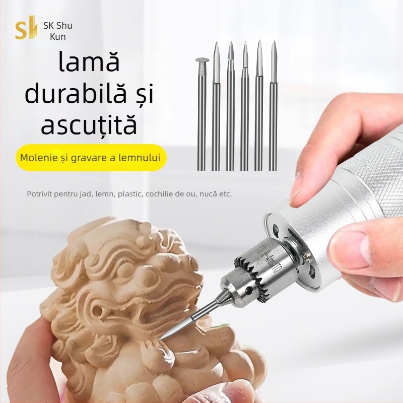 Shuokun Mașină electrică portabilă, de înaltă putere, pentru lustruire și gravare, cu alimentare la priză, până la 50V, potrivită pentru nefrit, lemn, metal, plastic și DIY