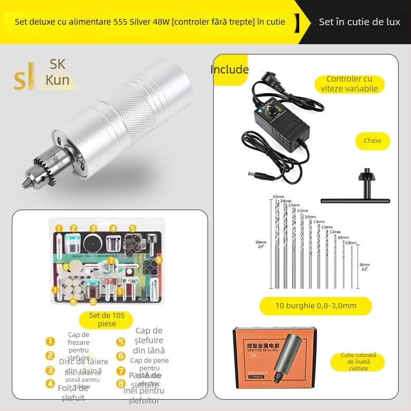 Shuokun Mașină electrică portabilă, de înaltă putere, pentru lustruire și gravare, cu alimentare la priză, până la 50V, potrivită pentru nefrit, lemn, metal, plastic și DIY