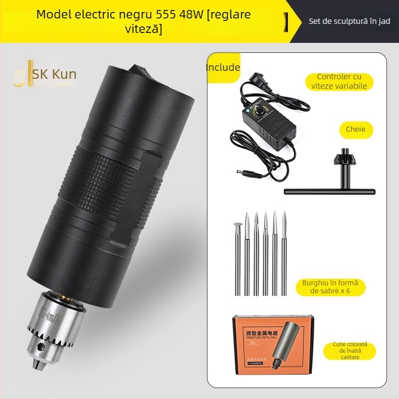 Shuokun Mașină electrică portabilă, de înaltă putere, pentru lustruire și gravare, cu alimentare la priză, până la 50V, potrivită pentru nefrit, lemn, metal, plastic și DIY